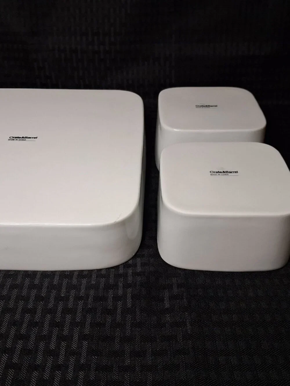 Crate & Barrel Porcelain Modular 5 pc Square Serving Tray w/ 4 Square Bowls HTF